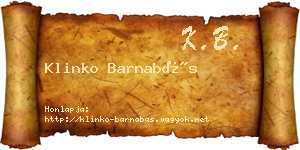 Klinko Barnabás névjegykártya